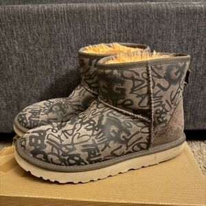 Brown Graffiti Print Uggs
